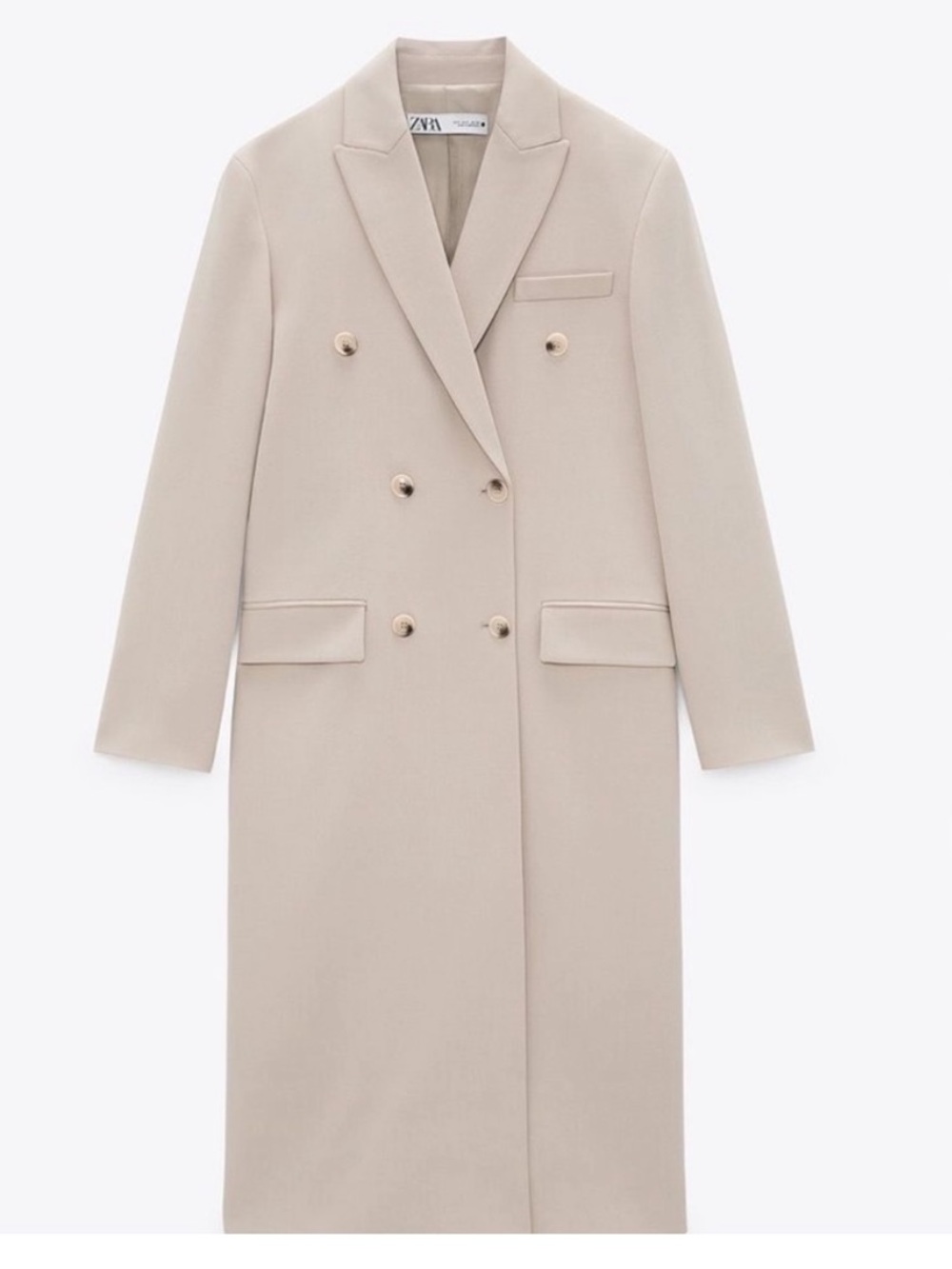 Zara Double-Breasted Cream Coat